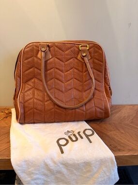 Quilted Leather Shoulder Bag in Cognac